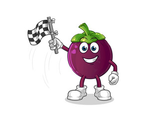mangosteen finish flag holder cartoon. cartoon mascot vector