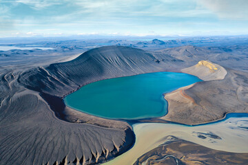 Naklejka premium Skyggnisvatn Crater in the Iceland Highlands, taken in August 2020