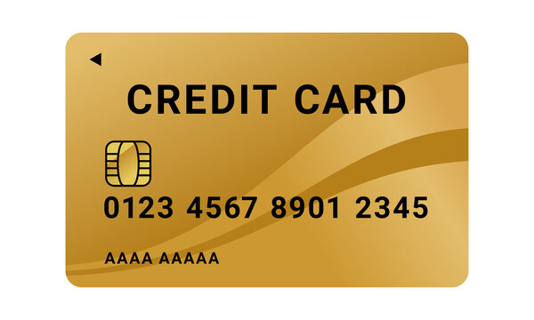 キャッシュレスで決済ができる金色のクレジットカードのイラスト。
