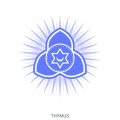 Thymus chakra. Energy center of human body. Ayurveda, yoga, esoterics symbol.
