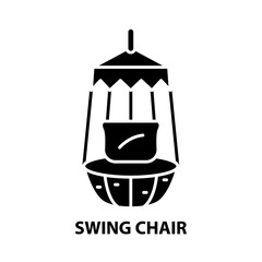 swing chair icon, black vector sign with editable strokes, concept illustration