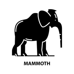 mammoth icon, black vector sign with editable strokes, concept illustration