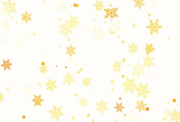 Light Orange vector layout with bright snowflakes.