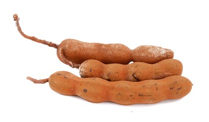 Tamarind (Tamarindus indica) on a white background