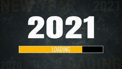 Loading bar on a rustic background: 2021 loading.