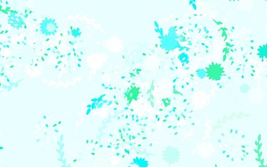 Light Green vector doodle template with flowers, roses.