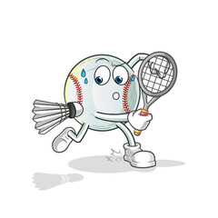 baseball playing badminton illustration. character vector