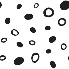Doodle dots seamless pattern. Hand drawn circles background. Monochrome texture.