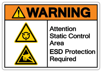 Fototapeta premium Warning Attention Static Control Area ESD Protection Required Symbol Sign, Vector Illustration, Isolated On White Background Label .EPS10