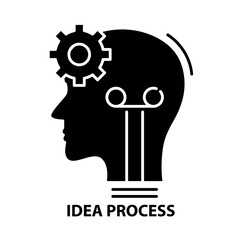 idea process icon, black vector sign with editable strokes, concept illustration