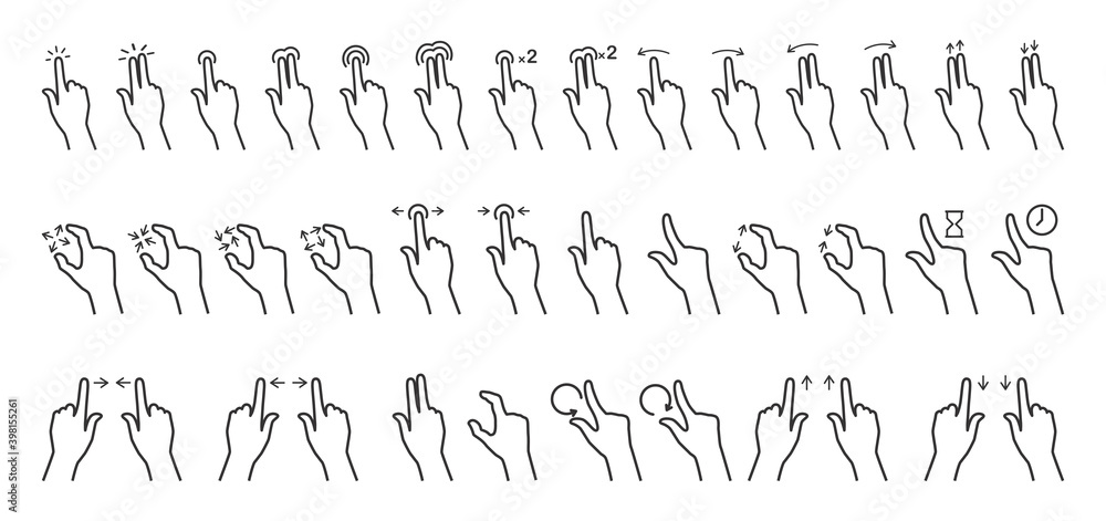 Poster user interface. hand pointer icon. gesture icons for touch devices. touch screen technology, touch s