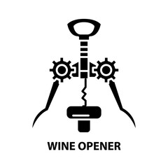 wine opener icon, black vector sign with editable strokes, concept illustration