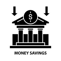 money savings symbol icon, black vector sign with editable strokes, concept illustration