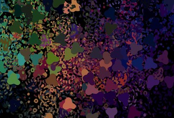 Dark Green, Red vector background with abstract shapes.