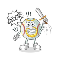 baseball knights attack with sword character. cartoon mascot vector