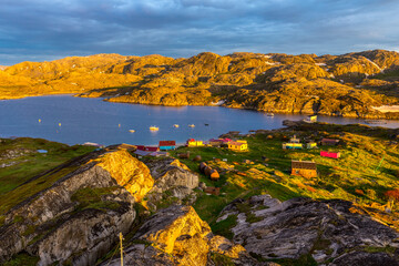 Arctic summer expedition camp on Barents sea