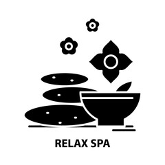 relax spa icon, black vector sign with editable strokes, concept illustration