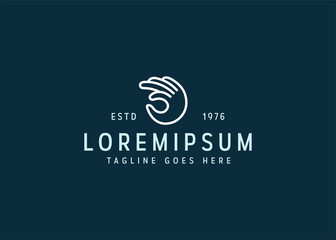 OK hand icon logo.Vector illustration of Good appreciation sign language. Vintage logo design vector line icon template