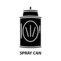 spray can icon, black vector sign with editable strokes, concept illustration