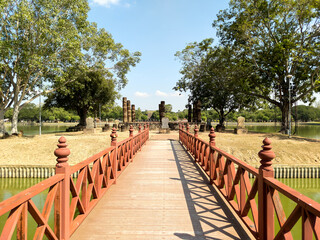 Sukhothai Historical Park, World Heritage Site. Ancient ruins in this area are scattered throughout the area.