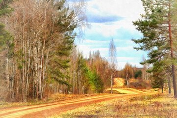 Fototapeta premium Beautifull forest with dirt road