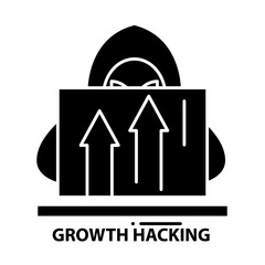 growth hacking icon, black vector sign with editable strokes, concept illustration