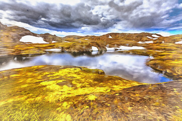 Obraz na płótnie Canvas Beautiful polar landscape with small lake