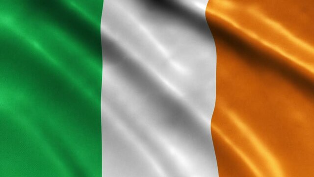 Ireland National Flag Country Banner Waving 3D Loop Animation.