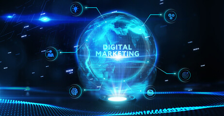 Business, Technology, Internet and network concept. Digital Marketing content planning advertising strategy concept.