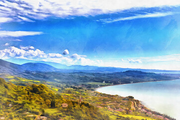 Beautiful landscape with Black Sea shoreline looks like a picture