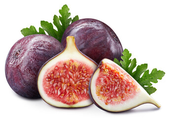 Fresh fig fruits with leaves