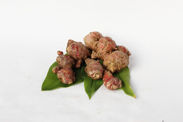 red ginger with leaf isolated background