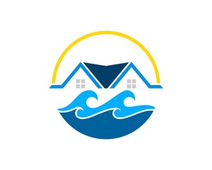 Modern house with beach wave