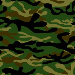 Camouflage seamless pattern on fabric on paper. Print vector