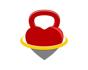 Gym kettle bell with love shape logo