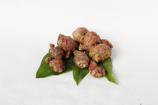 red ginger with leaf isolated background