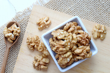 Portion of walnuts seen from top