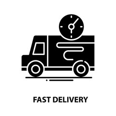 fast delivery icon, black vector sign with editable strokes, concept illustration