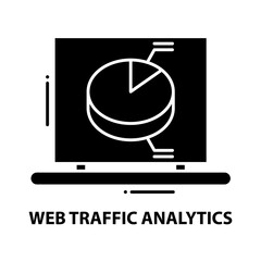 web traffic analytics icon, black vector sign with editable strokes, concept illustration