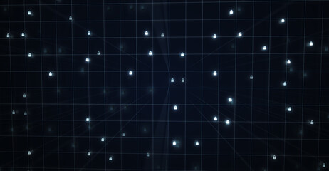 Personal data security Illustrates cyber data or information privacy idea. Blue color abstract hi speed internet technology.3d illustration