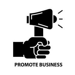promote business icon, black vector sign with editable strokes, concept illustration