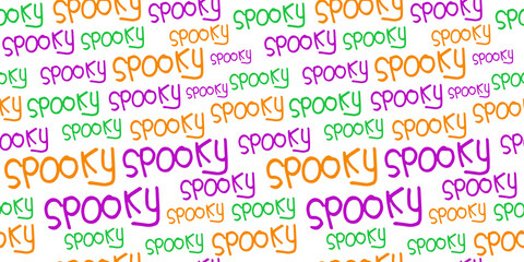 colorful hand drawn lettering isolated on white background. spooky, halloween celebration. doodle font. hand drawn vector. wallpaper, cover, backdrop, fabric, textile, wrapping paper and gift.