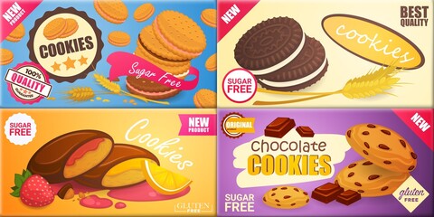 Cookies with various fillings, flat banner