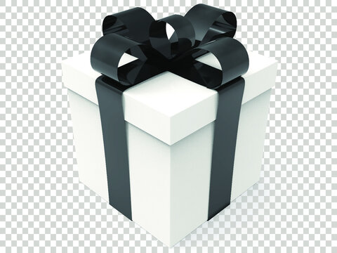 3d White Gift Box With Black Ribbon Png Stock Vector Adobe Stock
