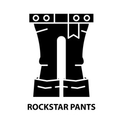 rockstar pants icon, black vector sign with editable strokes, concept illustration