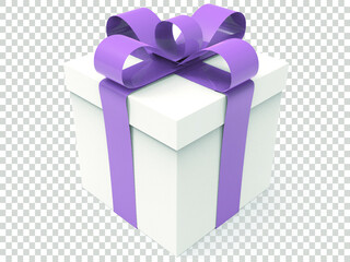 3d gift box with lilac ribbon png