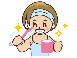 歯を磨く女性