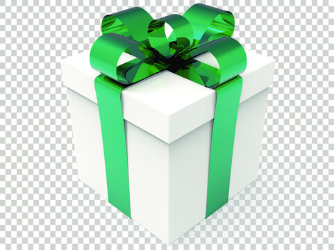 3d green gift box with bow png