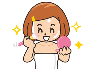 チークを塗る女性　美容　ビューティー　化粧　メイク