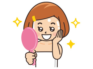 美肌になって喜ぶ女性　美容　ビューティー　スキンケア